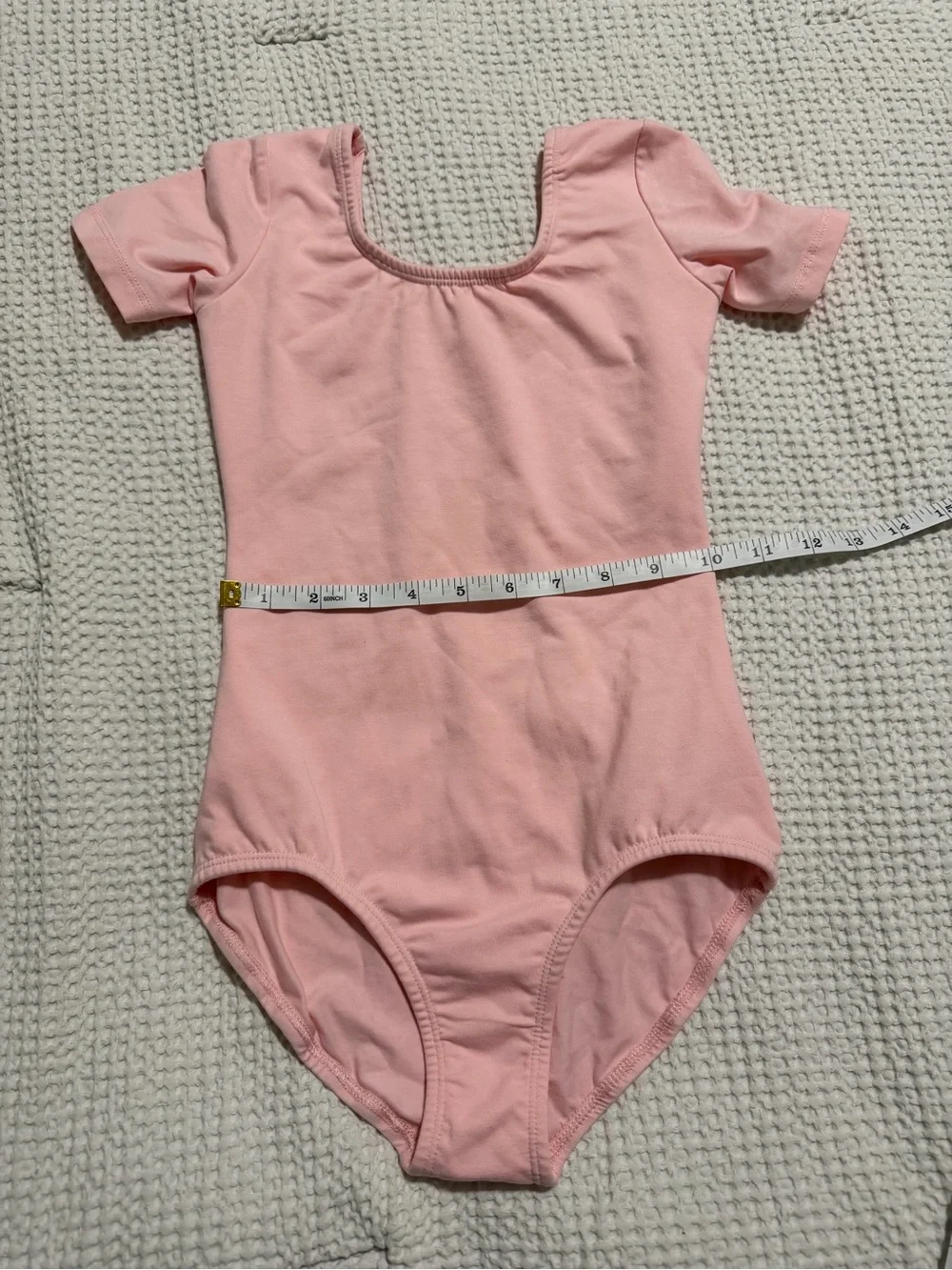 Girls Pink Short-Sleeve One-Piece Leotard